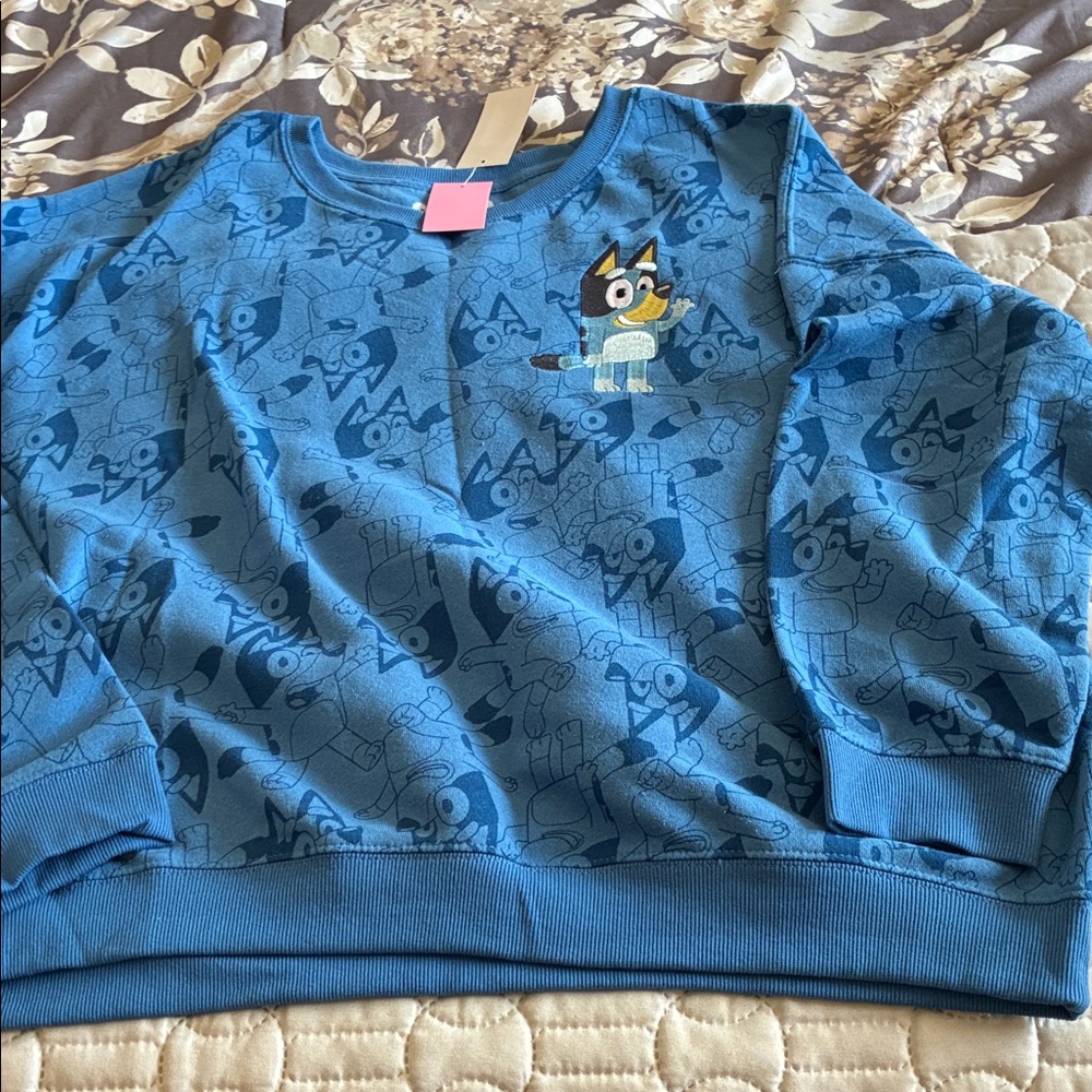Hybrid Apparel Blue Graphic Crew Neck Sweater
